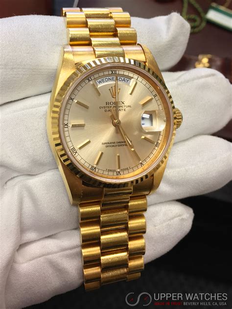 price of solid gold rolex day date president|Rolex presidential 18k solid gold.